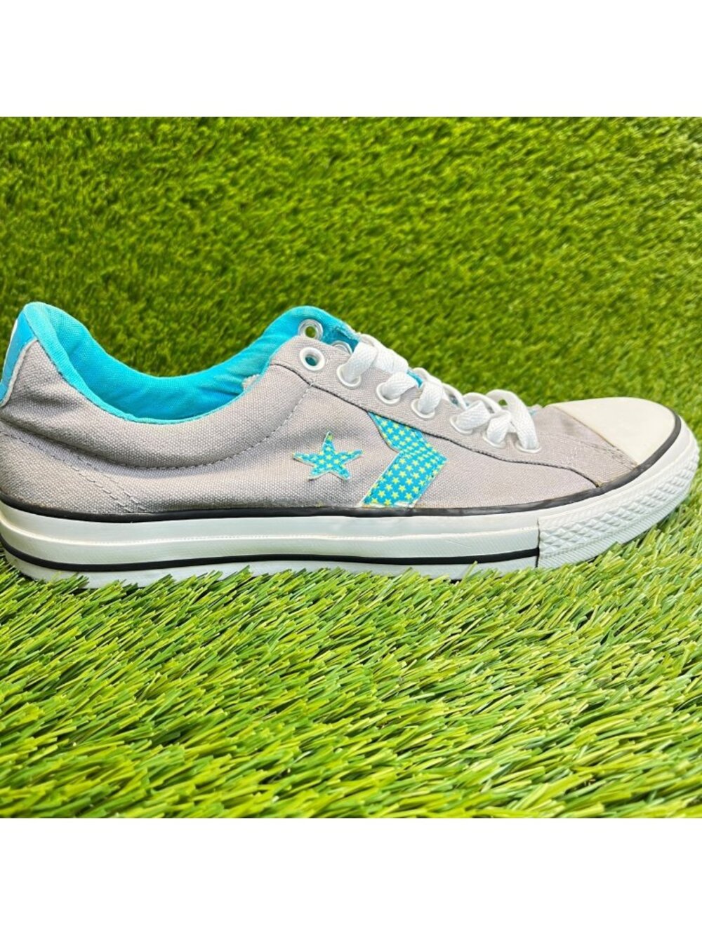 Converse Star Player Ox Low Mens Size 9.5 Gray Turquoise Athletic Shoes Sneakers